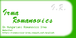 irma romanovics business card